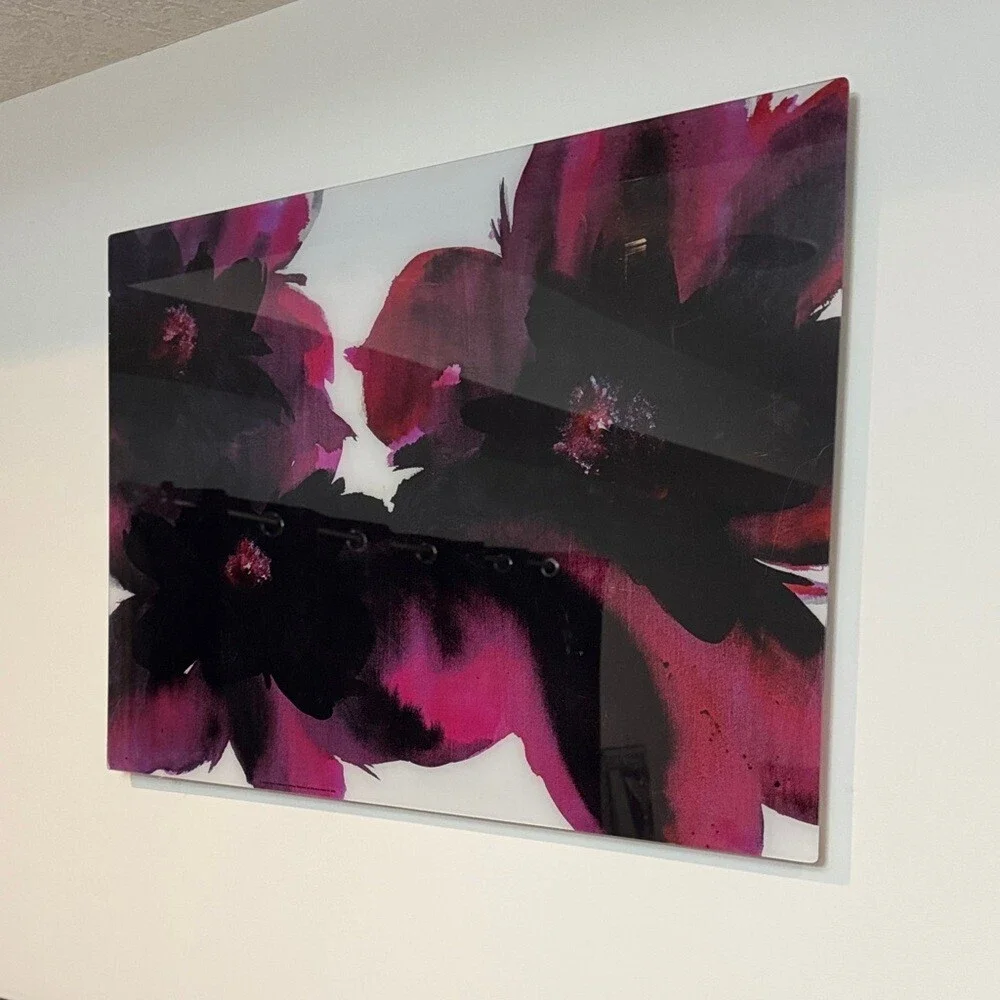 Pictures set of 2 ikea flowers acrylic shiny purple pink Floral Wall Art Set